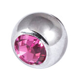 Steel Threaded Jewelled Balls 1.6x8mm pink