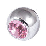 Steel Threaded Jewelled Balls 1.6x8mm Lt pink