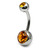Steel Double Jewelled Belly Bar 10mm - SKU 121