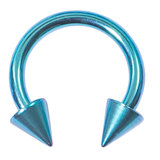 Titanium Coned Circular Barbells (CBB) (Horseshoes) 1.2mm x 6mm, Turquoise