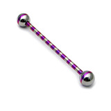 Steel Striped Industrial Scaffold Barbell 1.6mm 30-40mm 1.6mm, 32mm, Polished-Purple