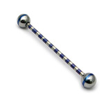 Steel Striped Industrial Scaffold Barbell 1.6mm 30-40mm 1.6mm, 36mm, Polished-Blue