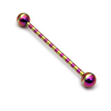 Steel Striped Industrial Scaffold Barbell 1.6mm 30-40mm 1.6mm, 40mm, Purple-Gold