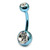 Titanium Double Jewelled Belly Bars 8mm Anodised - SKU 1222