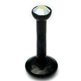 Black Steel Internal Thread Jewelled Labret 1.2mm 8mm, Crystal AB