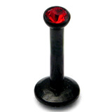 Black Steel Internal Thread Jewelled Labret 1.2mm 8mm, Red