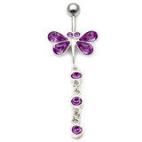 Belly Bar - Butterfly (XA82) 1.6mm, 10mm, Purple