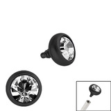 Black Steel Jewelled Ball for Internal Thread shafts in 1.2mm (0.9mm) 1.2mm, 2.4mm, Crystal Clear. One gemball only
