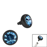 Black Steel Jewelled Ball for Internal Thread shafts in 1.2mm (0.9mm) 1.2mm, 2.4mm, Light Blue. One gemball only