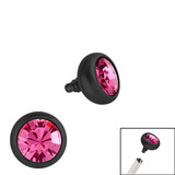 Black Steel Jewelled Ball for Internal Thread shafts in 1.2mm (0.9mm) 1.2mm, 2.4mm, Pink. One gemball only