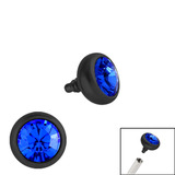 Black Steel Jewelled Ball for Internal Thread shafts in 1.2mm (0.9mm) 1.2mm, 2.4mm, Sapphire Blue. One gemball only