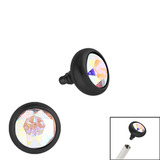 Black Steel Jewelled Ball for Internal Thread shafts in 1.2mm (0.9mm) 1.2mm, 2.4mm, Crystal AB. One gemball only