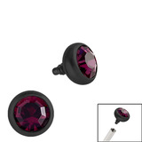 Black Steel Jewelled Ball for Internal Thread shafts in 1.2mm (0.9mm) 1.2mm, 2.4mm, Purple. One gemball only