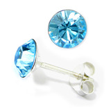 Silver Crystal Studs ST8 - ST9 - ST10 6mm Light Blue (ST9)