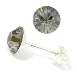 Silver Crystal Studs ST8 - ST9 - ST10 6mm Black Diamond (ST9)