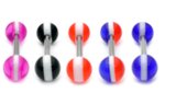 Acrylic Stripey Barbell 1.6x12mm / 5 / Pack of all 5 shown
