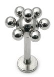 Steel Labrets with Steel Attachments 1.6mm 1.6 / 8 / Steel Labret with Steel Spaceball