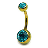 Titanium Double Jewelled Belly Bars 8mm Anodised - SKU 1247