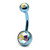 Titanium Double Jewelled Belly Bars 8mm Anodised - SKU 1250