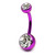 Titanium Double Jewelled Belly Bars 10mm Anodised - SKU 1259