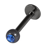 Black Steel Jewelled Labrets  1.2x8mm - SKU 12650