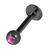Black Steel Jewelled Labrets 1.6x10mm 4mm, Pink - alternative image