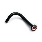 Black Steel Jewelled Nose Stud 1.0mm gauge, Light Pink