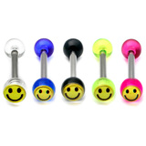 Acrylic Smiley Tongue Barbell 1.6mm, 10mm, 6mm, Pack of all 5 shown