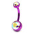 Titanium Double Jewelled Belly Bars 10mm Anodised - SKU 1287