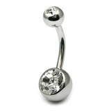 Titanium Double Jewelled Belly Bars 12mm Mirror Polish - SKU 1290