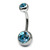 Titanium Double Jewelled Belly Bars 12mm Mirror Polish - SKU 1297