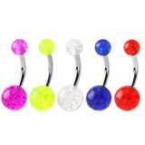 Acrylic Glitter Belly Bars 10mm, Pack of 5 colours (most popular length)