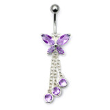 Belly Bar - Butterfly (XA86) purple / 10mm (Standard)