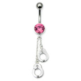 Belly Bar - Handcuffs (TUPD104) 1.6mm, 10mm, Pink