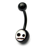 Black Steel Logo Belly Bar 1.6mm, 10mm, Mask
