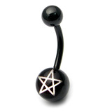 Black Steel Logo Belly Bar 1.6mm, 10mm, Pentagram