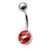 Steel Logo Belly Bars - Words M*ff Diver