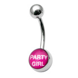 Steel Logo Belly Bars - Words Party girl