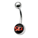 Steel Logo Belly Bars - Words Sex (red on black)