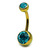 Titanium Double Jewelled Belly Bars 12mm Anodised - SKU 1317