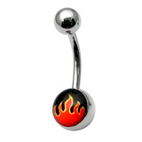 Steel Logo Belly Bars - Pictures 1.6mm, 10mm, Flame