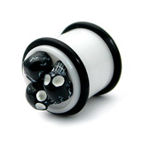 Acrylic Triple Skull Plug 14mm, White