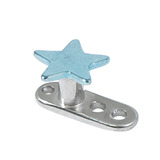 Titanium Dermal Anchor with Titanium Star Top 2.5mm, Ice Blue