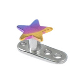 Titanium Dermal Anchor with Titanium Star Top 2.5mm, Rainbow