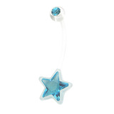 Pregnancy Belly Bars (PTFE and Bioflex) 1.6mm, 18mm, Star, Clear PTFE, Light Blue Gem. Includes a Steel Ball to help make a thread on the shaft if resizing.