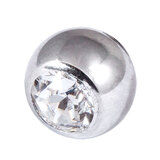 Titanium Threaded Jewelled Balls 1.6x6mm Mirror Polish metal, Crystal Clear Gem