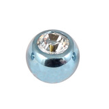Titanium Threaded Jewelled Balls 1.6x6mm Ice Blue metal, Crystal Clear Gem
