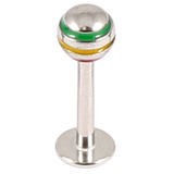 Steel Labret with Steel Saturn Ball 1.2mm 10 / green yellow red combination