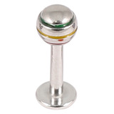 Steel Labret with Steel Saturn Ball 1.6mm 8 / green yellow red combination