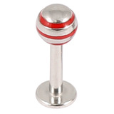 Steel Labret with Steel Saturn Ball 1.6mm 8 / red